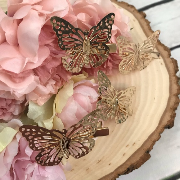 Boho Beautiful Gold Butterfly Hair Clips - Picture 9 of 12